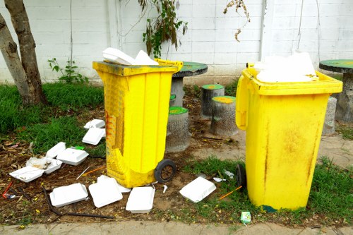Commercial waste management team handling office waste